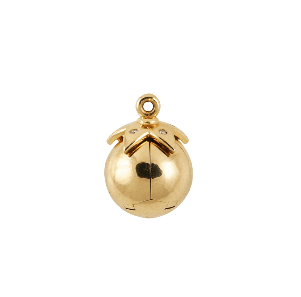 Yellow Gold Petal with Red Enamel and Diamonds