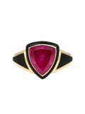 Black Enamel with Pink Sapphire Shield Ring