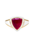 White Enamel with Ruby Shield Ring
