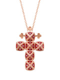 Rose Gold Cross with Red Enamel and Diamonds
