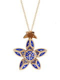 Yellow Gold Petal with Blue Enamel and Diamonds