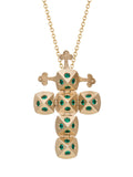 Yellow Gold Cross with Emeralds