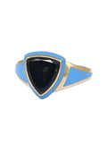 Light Blue Enamel with Blue Tourmaline Shield Ring