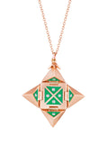 Rose Gold Shield with Green Enamel and Diamonds